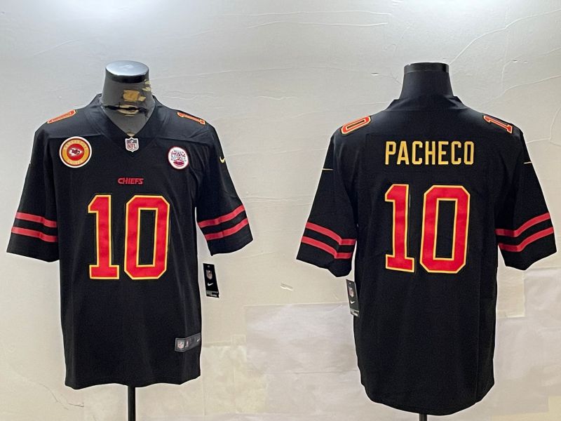 Men Kansas City Chiefs #10 Pacheco Black Gold 2024 Nike Limited NFL Jersey style 2